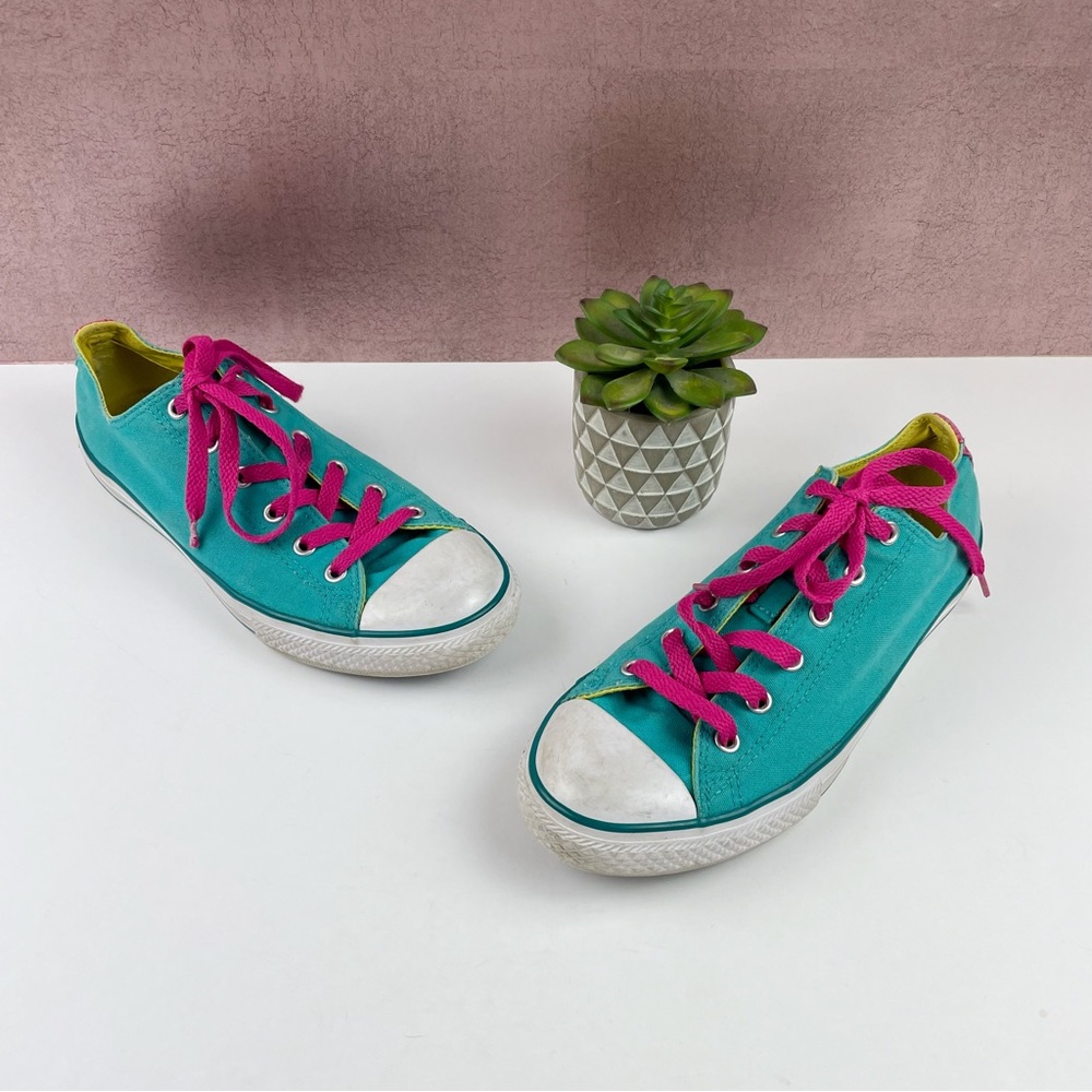 Converse All Star Blue Pink Yellow Lace Up Shoes Women Size 6 Casual